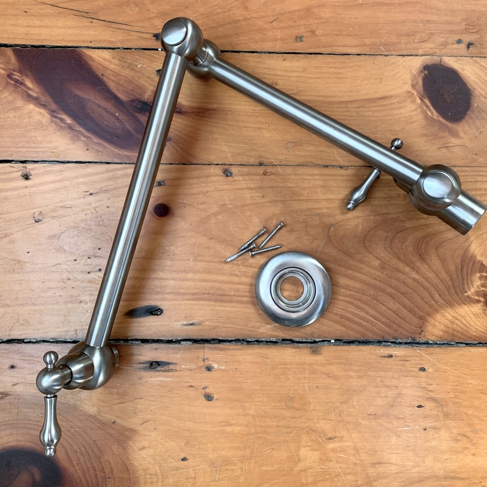 Signature Hardware Vivan pot filler in Satin Nickel